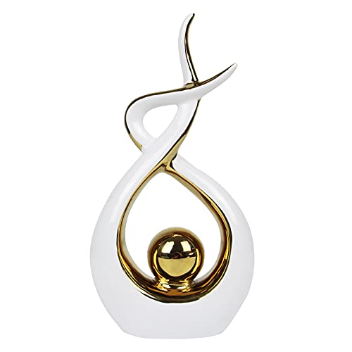 Norrclp Home Decor Modern Abstract Art Ceramic Statue Table Decor (Large) | Modern Aesthetic Ornament, Decorative Accent for Dining Room Living Room Office Centerpiece (white and gold) - color: White and Gold, size: Large