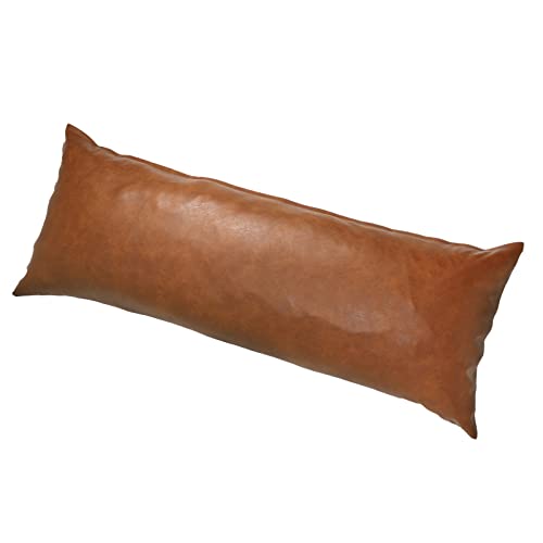 PANOD Luxury Full Body Pillow Covers 21 x 54,Decorative Premium Faux Leather Long Pillow Covers for Farmhouse Sofa Couch Bed Livingroom,Vegan Brown - size: 54" x 21" (Pack of 1)