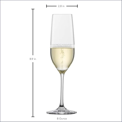SCHOTT ZWIESEL Forté Champagne Flute (Set of 6), Champagne Glasses with Effervescence Point, Dishwasher-Safe Machine-Made Tritan Crystal Glasses, Made in Germany (8 Ounce) - color: Clear - Champagne Flute, size: 7.7 Ounces