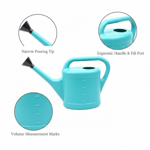 Long Spout Watering Can for Indoor Plants, Lightweight Blue PP Plastic with Narrow Tip for Precise Pouring - size: 15.35 x 3.74 x 12.2 in