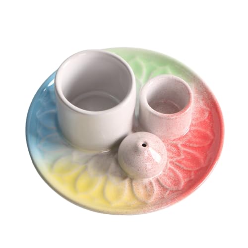 Ceramics Ashes Catchers Incenses Burners Tray Set for Incenses Stics Cones for Yoga Meditations Space Decoration Multifunctional Santo Wood Ashes Catchers Tray - color: Four Color Palette