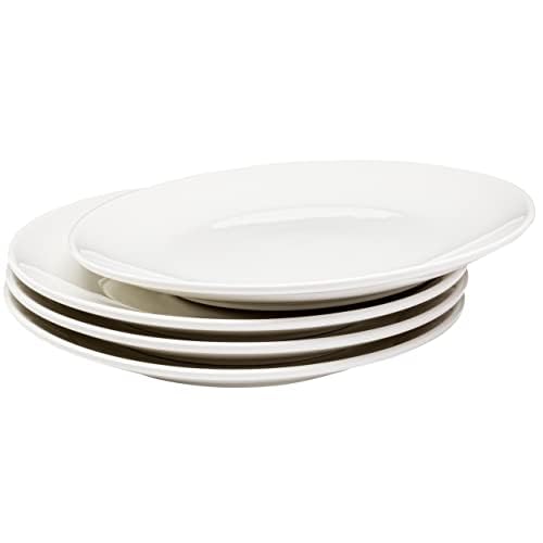 Vikko Appetizer Plates, Set of 4 White Ceramic Plates, Salad Plates Set, Stackable 8 Inch Round Plates, Dishwasher Safe, Bead and Butter Plates, Durable Plates for All Occasions - size: 8" Salad Plate