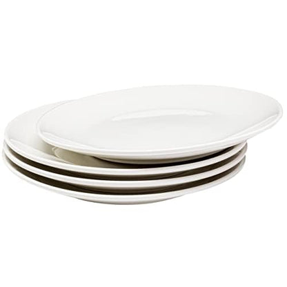 Vikko Appetizer Plates, Set of 4 White Ceramic Plates, Salad Plates Set, Stackable 8 Inch Round Plates, Dishwasher Safe, Bead and Butter Plates, Durable Plates for All Occasions - size: 8" Salad Plate