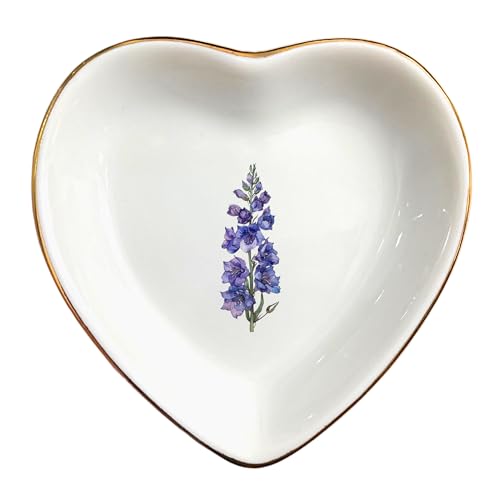 July Larkspur Flower Ring Dish-Purple Floral Jewelry Dish for Hippie,Nature,Pace-July Flower for Mom,Mother-in-law,Aunt,Grandma,Sister,Friend-Birthflower Gifts-Women Birthday Gift - style: 7 - July (Larkspur)