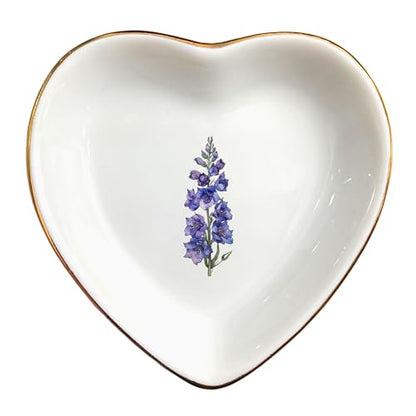 July Larkspur Flower Ring Dish-Purple Floral Jewelry Dish for Hippie,Nature,Pace-July Flower for Mom,Mother-in-law,Aunt,Grandma,Sister,Friend-Birthflower Gifts-Women Birthday Gift - style: 7 - July (Larkspur)