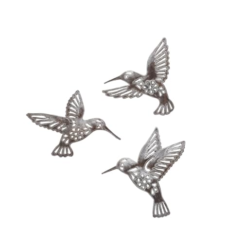 It's Cactus Handmade Metal Hummingbirds Set of 3 6 x 4.5 Inches Each Decorative Bird Cutouts Handcrafted Wall Hanging Décor Haitian Recycled Steel Art