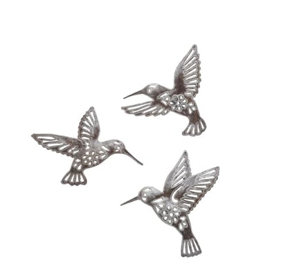 It's Cactus Handmade Metal Hummingbirds Set of 3 6 x 4.5 Inches Each Decorative Bird Cutouts Handcrafted Wall Hanging Décor Haitian Recycled Steel Art