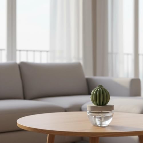 Reed Diffuser Set Ceramic Cactus Fragrance Diffuser-White Flower 3.38 fl oz (100 ml), Home Fragrance Reed Diffuser for Bathroom Office Living Room Dining Table Decor