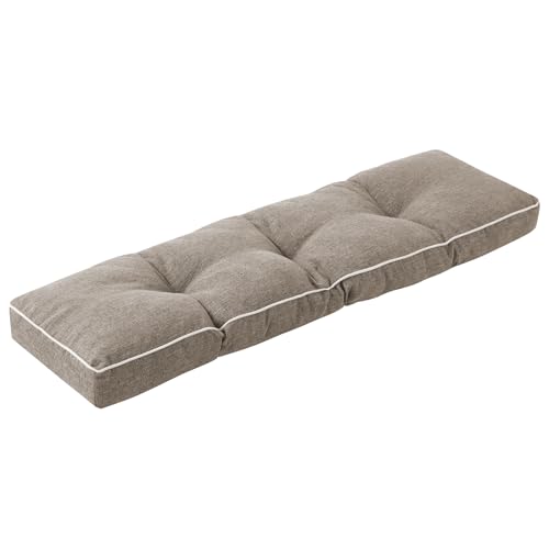 IPYNBAP Bench Cushion, 36 x 14 Inch Patio Furniture Cushions with Durable Ties, Soft Memory Foam Bench Cushions for Indoor/Outdoor Furniture with Non-Slip Bottom, Kitchen&Dining, Khaki - color: Khaki, size: 36*14+4”
