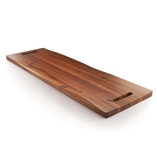 TIDITA 36" Large Acacia Wood Charcuterie Board, Built-in Handles, Raw Edge | Dual-sided Design, Extra Long Wooden Serving Cheese Boards, Rectangular Serving Platter for Meat Steak, Cracker Appetizers - color: Acacia, size: 36" x 9.8" x 1"