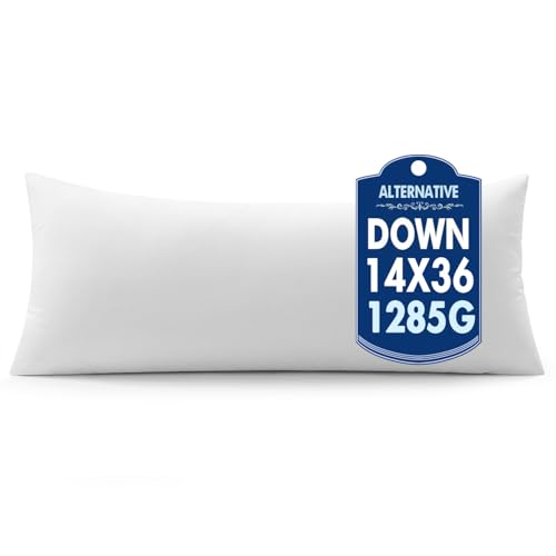 MIULEE 14x36 Inch Synthetic Down Alternative Lumbar Pillow Insert | Decorative Throw Pillow 14 x 36 Inch Body Bed Sleeping Ultra Soft Fluffy Form for Sofa Couch Bed - size: 14x36Inch (pack of 1)