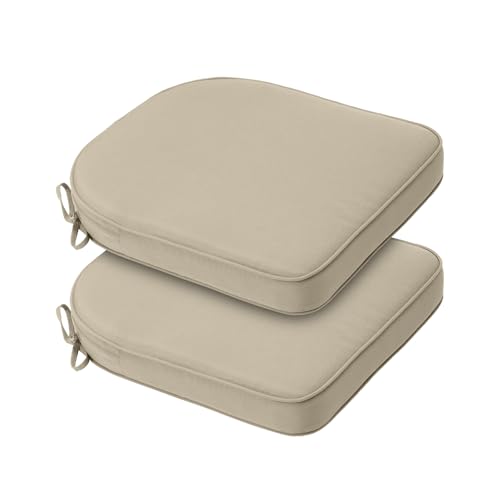 BPS 21 x 21 Inch Outdoor Chair Cushion Set of 2, Fade-Resistant and Water-Resistant Solution-Dyed Polyester Fabric Patio Chair Cushions with Straps for Outdoor/Indoor Dining Chairs - color: Brown, size: 21''W x 21''D