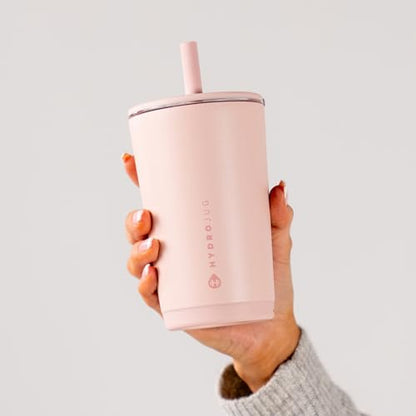 HydroJug Everyday Tumbler 14 oz, Ceramic-Lined Straw Cup, Dusty Rose - color: Dusty Rose, size: 14 Ounces