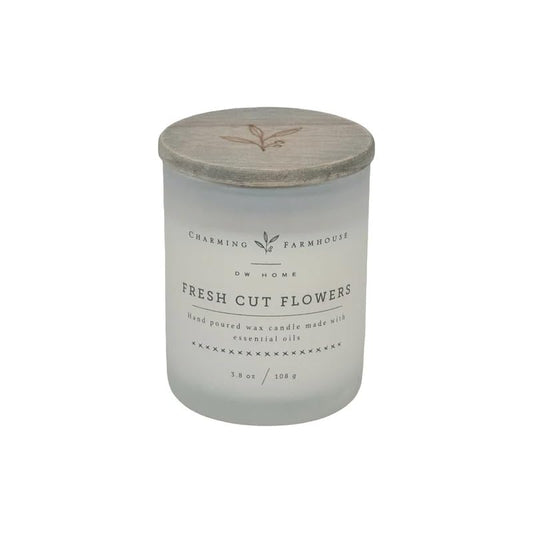 Charming Farmhouse by DW Home Fresh Cut Flowers Mini Scented Candle, 4 oz Single Wick Candle, Lily, Jasmine & Honeysuckle Fragrance, Farmhouse Home Decor, Up to 12 Hour Burn Time - color: Fresh Cut Flowers, size: 4 oz