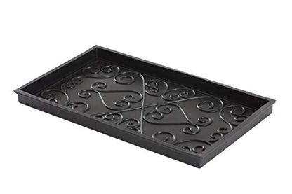 Anji Mountain Rubber Boot/Shoe Tray with Coir, Fits 2 Pair (24.5"" Wide), Tan and Black Tribal Insert (AMB0BT2F-013) - color: Tan and Black Tribal Insert, size: 24" x 14" x 1.5"