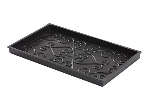 Anji Mountain Black Boot/Shoe Tray with Coir, Fits 2 Pair (24.5"" Wide), Diamond and Rubber Insert (AMB0BT2F-016) - color: Diamond and Rubber Insert, size: 24" x 14" x 1.5"
