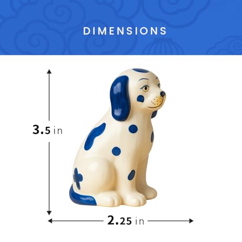Staffordshire Dogs Chinoiserie Decor Blue Decorative Salt Pepper Shakers Set - Hand-Painted Ceramic
