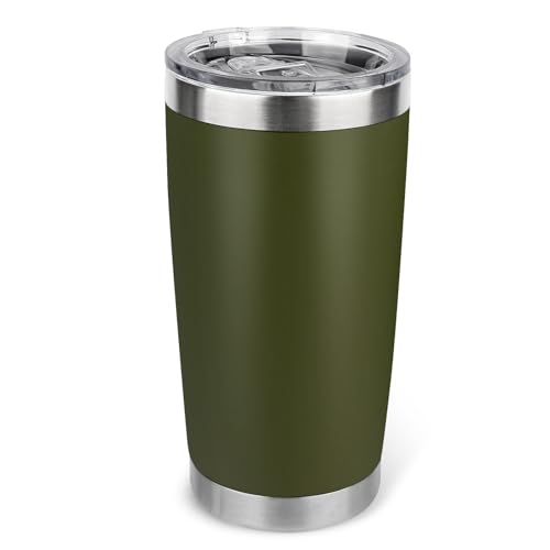 20oz Stainless Steel Tumbler with Lid, Travel Mug - Double Wall Vacuum Powder Coated Cup - Army Green, 1 Pack - color: Army Green, size: 1 Pack