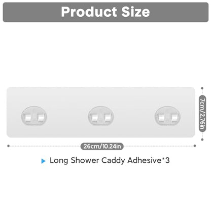 3 Pack Shower Caddy Adhesive Replacement, Strong Adhesive Hooks for Shower Caddy, Waterproof Adhesive Strips, No Drilling, for Bathroom Storage Shelves and Kitchen Racks - color: Transparent-3 Pack 3 Hooks
