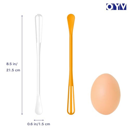 OYV 2-In-1 Mini Whisk and Spoon, Set of 2, 8.5-Inch, White/Yellow | Flexible And Lightweight, Comfortable Long Handle, Easy To Store, BPA-Free, For Eggs, Sauces, Coffee And Hot Chocolate - color: White+Yellow
