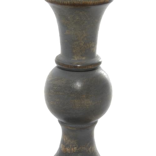 Deco 79 Wood Decorative Candle Holder Candle Stand, Set of 3 Candlestick Holder 6", 8", 10"H, Dark Gray