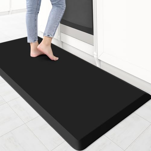 0.8" Thick Kitchen Mat Cushioned Anti Fatigue Rug Comfort Floor Mats | Water-Resistant, Non-Slip, Easy to Clean Comfort Floor Mat for Kitchen, Sink & Office, Multiple Colors & Sizes, 54" x 22" - color: Black, size: 54"L x 22"W x 0.8"Th