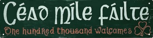 Céad Míle Fáilte Irish Welcome Sign Wall Decor For Living Room Bedroom Dining Garden Bar Cafe Classic Home Accent & Travel Souvenir for House warming & Irish Culture Enthusiasts 4x16 in - color: Céad Míle Fáilte