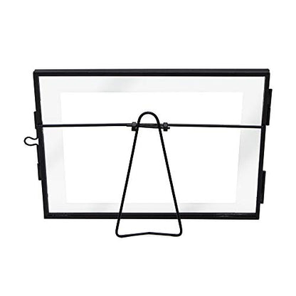 Isaac Jacobs 7x5 Black Horizontal Metal Floating Photo Frame Locket Closure | Modern Style Brass and Glass, Metal Floating Desk Photo Frame (Horizontal), with Locket Closure, Art, Mementos & Keepsakes - size: 5x7 (Horizontal)