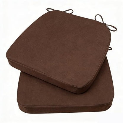 GIBZ Outdoor Chair Cushions 17"x16"x2" with Ties Set of 2 Dark Brown | Waterproof Chairs Cushion U-Shaped Seat Pads Washable Casual for Yard Lawn Patio - color: Dark Brown