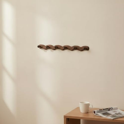 Hook Wooden Coat Rack Peg Rail Hat Holder with Artistic Solid Wood Structure Six Pegs Smooth Touch Suitable for Walls, 6 Hooks - Auspicious Cloud Beech Wood + Black Walnut Wood - style: 6 Hooks - Auspicious Cloud Beech Wood + Black Walnut Wood