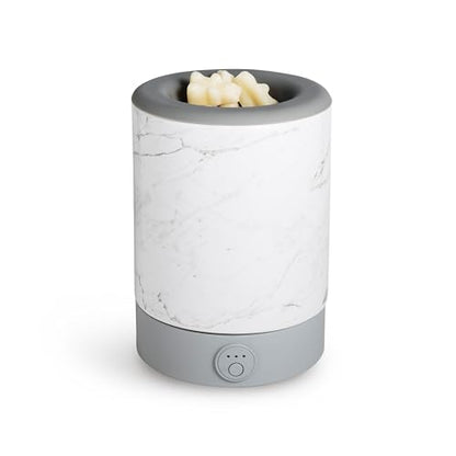 Happy Wax Marble Signature Wax Melt Warmer for Scented Wax Melts, Cubes & Tarts – Electric Wax Melter with Automatic Timer and No Scrape Silicone Dish for Easy Wax Removal - color: Marble