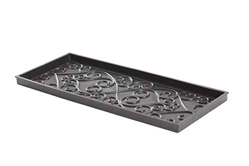 Anji Mountain AMB0BT3F-017 Black Rubber Boot/Shoe Tray with Coir, Fits 3 Pair (34.5" Wide), Cross Embossed Insert - color: Cross Embossed Insert, size: 34" x 14" x 1.5"