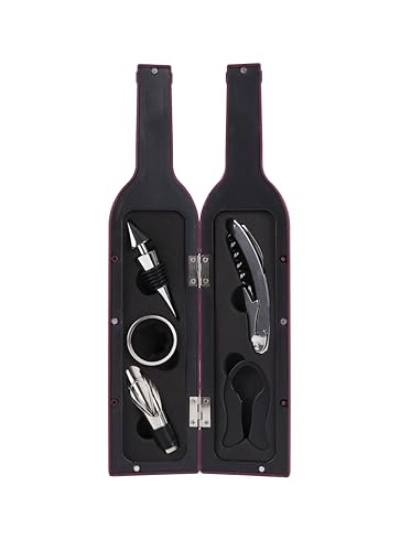 Ozeri 5-Piece Wine Bottle Corkscrew & Accessory Set - color: Burgundy