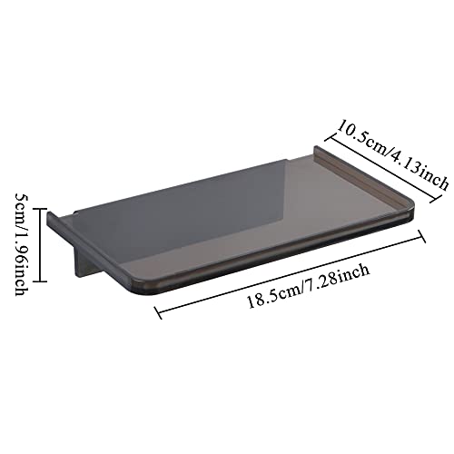Stick-on Wall Shelf - Small Wall Mounted Adhesive Clear Acrylic Shelf Phone Holder Shelves Wipes Rack for Bathroom,Kitchen,Toilet,Office - Translucent Grey (A Set of Screws Included) - color: Translucent Grey