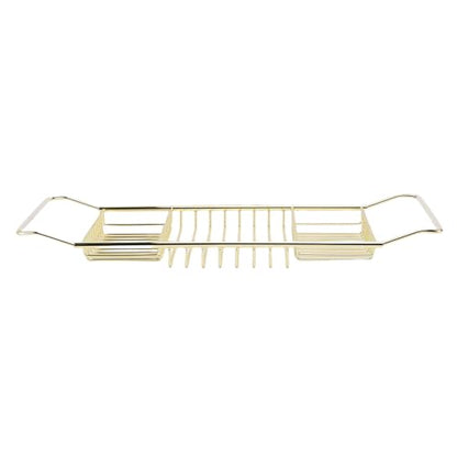 FTVOGUE Bathtub Caddy Tray, Stainless Steel Expandable Bathtub Tray 25 to 38.4 in, Over The Rack with 7.9 in Width, Bathroom Organizer Shelf for Shower Tub Use (Gold) - color: Gold