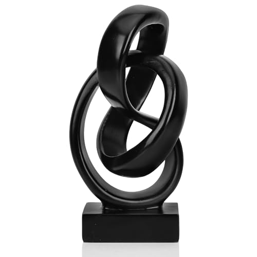 DOVDOV Abstract Black Knot Sculpture, Geometric Decor, Black Decorative Piece for Living Room Coffee Table or Bookshelf Top, Office Coffee Table or Entryway Console Decor. - color: Black