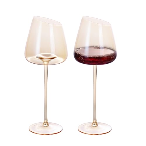 KAMMAK Crystal Red Wine Glasses Set of 2, 16.06 oz Stemmed Glasses, XH012 | Hand Blown, Bordeaux Wine Glasses, Thin Rim & Long Stem, Red & White, Daily Use, Wedding or Birthday Gift for Women - size: 8KPXH012