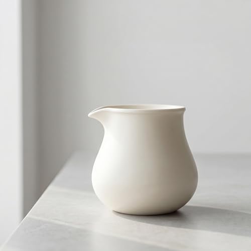 Modern Ceramic Pitcher 18oz, Small Coffee Carafe for Hot/Cold Drinks, Microwave & Dishwasher Safe, Lead-Free Water Pitcher for Milk, Juice, Iced Coffee, Drip-Free Spout (Not Include Cups) - size: 18 Ounce Espresso Milk Pitcher