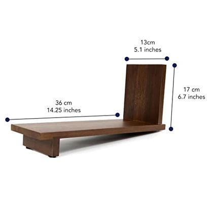 S&A WOODCRAFT Desktop Wood Bookshelf Wooden Bookend, Acacia Desk Organizer Shelf and Display Rack with Book Ends, Storage Shelf Bookcase for Office, Home Decor, Kitchen Countertop, Walnut Brown