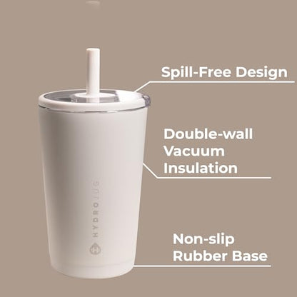 HydroJug Everyday Tumbler 14 oz, Ceramic-Lined Straw Cup, Linen - color: Linen, size: 14 Ounces