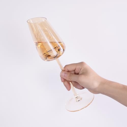 KAMMAK Crystal Red Wine Glasses Set of 2, 7.44 oz Stemmed Glasses, XH016 | Hand Blown, Bordeaux Wine Glasses, Thin Rim & Long Stem, Red & White, Daily Use, Wedding or Birthday Gift for Women - size: 8KPXH016