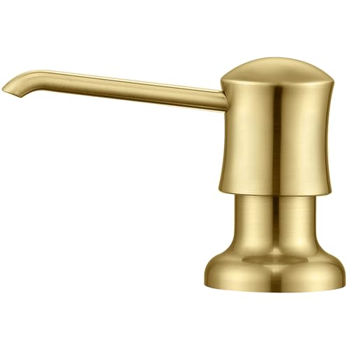 Ultimate Unicorn Soap Dispenser for Kitchen Sink, Soap Pump Brushed Gold | Built-in and Top Refillable, with Soap Bottle, DIY Installation, Fits 1.1–1.5 in Sink Holes, for Dish Soap or Lotion - color: Gold Brushed, size: with Bottle