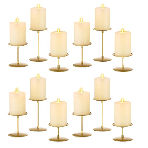 Romadedi Pillar Candle Holder Plates, Gold Centerpiece Stands, Set of 12 - color: Gold, size: Set of 12