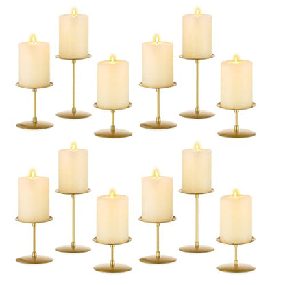 Romadedi Pillar Candle Holder Plates, Gold Centerpiece Stands, Set of 12 - color: Gold, size: Set of 12