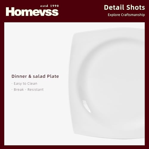 HomeVss, New Bone China Dinnerware Set, Rim Square Shape, 16pc Set - color: Square Rim, size: Service for 4 - 16pc Set