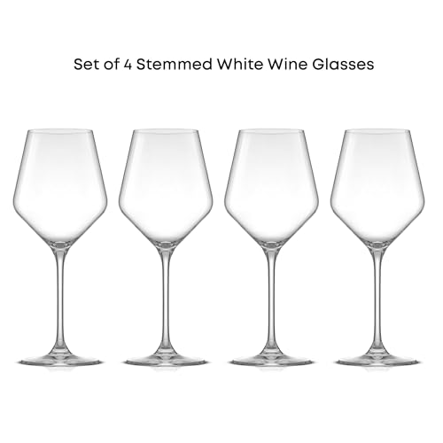 JoyJolt Layla White Wine Glasses, Set of 4 Italian Glasses, 13.5 oz Clear – Made in Europe - style: White Wine Glasses