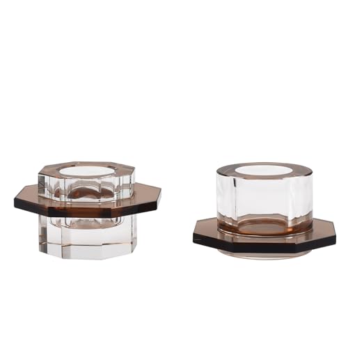 Kitcom Taper Candle Holders Pack of 2, Small Cute Candle Holders for Table Centerpiece, Home Decor and Party, Brown