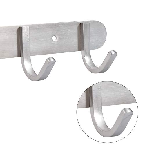 Coat Hook Rack Brushed Nickel - Sagmoc 10.6-Inch Coat&Towel Hook Rail Wall Mounted with 4 Hooks, Durable Wall Hangers for Bedroom, Bathroom, Foyer, Hallway (SUS304 Stainless Steel) - size: 4 Hooks