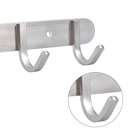 Coat Hook Rack Brushed Nickel - Sagmoc 10.6-Inch Coat&Towel Hook Rail Wall Mounted with 4 Hooks, Durable Wall Hangers for Bedroom, Bathroom, Foyer, Hallway (SUS304 Stainless Steel) - size: 4 Hooks