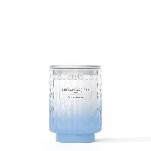 Chesapeake Bay, 8oz Serene Waters Scented Candle, Mood Evoking Fragrance, Textured Sea Glass-Inspired Jar, Premium Soy Blend Wax with Essential Oils, Coastal Fragrance for Home Décor or Gifting - color: Serene Waters, size: 8oz